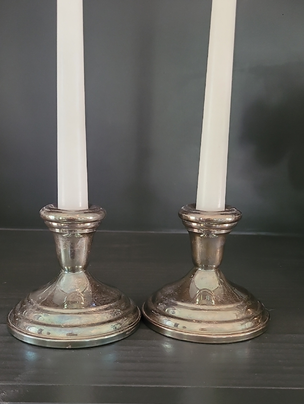 Silver Candlestick Pair - Classic Taper Holders